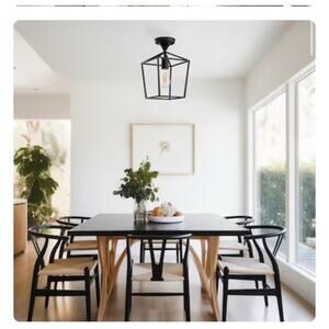 YANSUN 7 in. Black Semi Flush Mount Ceiling Light Farmhouse New